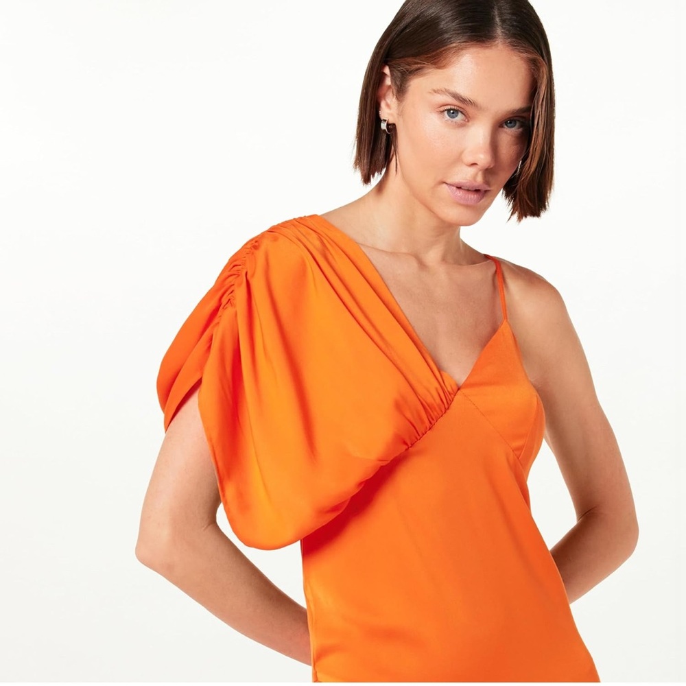 Orange Asymmetrical Ruffled Cocktail Sundress - Picture 6 of 16